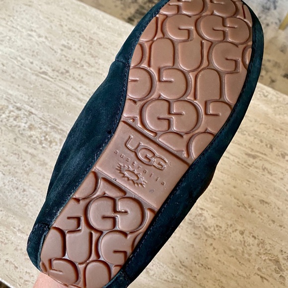 UGG Dakota shearling mocs dark blue slip on house shoes slippers 8 1862 - Picture 5 of 6